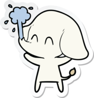 sticker van een schattige cartoonolifant die water spuit png