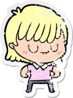 distressed sticker of a cartoon woman png