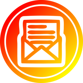 envelope carta circular ícone com caloroso gradiente terminar png