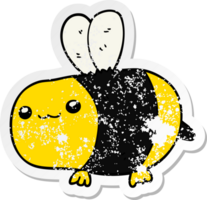 distressed sticker of a cartoon bee png