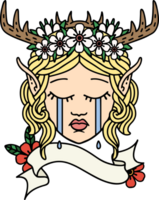 Retro Tattoo Style sad elf druid character face png