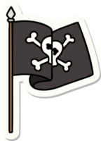 klistermärke av tatuering i traditionell stil av en pirat flagga png