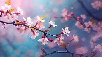 AI generated Dreamy Cherry Blossoms in Soft Light photo