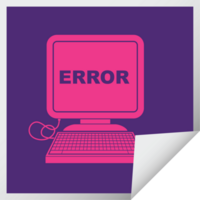 computer error   illustration square peeling sticker png