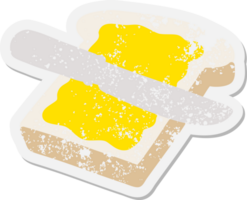 gebutterte Scheibe Toast-Grunge-Aufkleber png