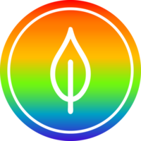 natural leaf circular icon with rainbow gradient finish png