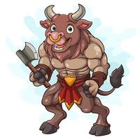 Cartoon Minotaur on white background vector