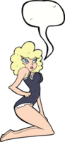 cartoon pin-up woman with speech bubble png