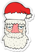 sticker of a cartoon tired santa claus face png