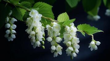 AI generated Spring Blossoms, Delicate White Flowers on Branch photo