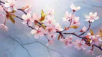 ai generado soñador Cereza flores en suave ligero foto