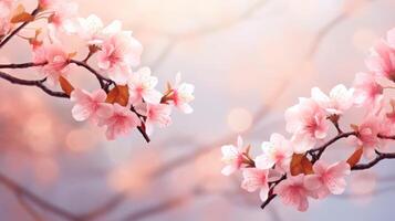 AI generated Dreamy Cherry Blossoms in Soft Light photo