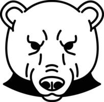 Polar bear face glyph and line vector illustration