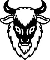 Yak face glyph and line vector illustration