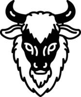 Yak face glyph and line vector illustration