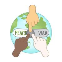 Peace on planet Earth. The protest of all nations against war. Disarmament. vector