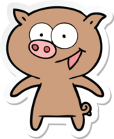 sticker of a cheerful pig cartoon png