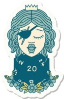 sticker of a human rogue with natural twenty dice roll png