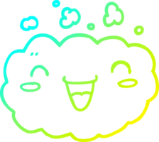 freddo pendenza linea disegno di un' contento cartone animato nube png