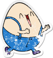 distressed sticker of a humpty dumpty cartoon egg man png