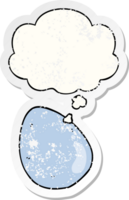 cartoon egg with thought bubble as a distressed worn sticker png