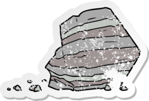 distressed sticker of a cartoon large rock png