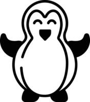 Penguin bird glyph and line vector illustration