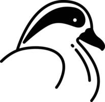 Mandarin duck bird glyph and line vector illustration