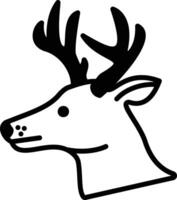 Deer face glyph and line vector illustration