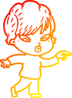 warm gradient line drawing of a cartoon woman png