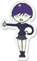 sticker of a cartoon vampire girl giving thumbs up symbol png