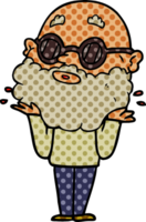 cartoon curious man with beard and sunglasses png