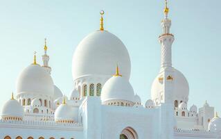 AI generated Stunning Mosque under a Crystal Clear Blue Sky photo