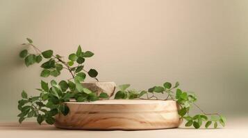 AI generated Elegant Display Stand Amidst Nature Green Beauty photo