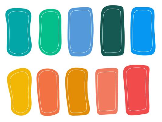 set of colorful text boxes with hand-drawn frames