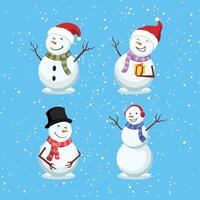 snowman character icon collection set vector