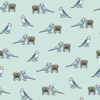 Parrots birds pets vector seamless pattern.