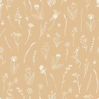 Spring flowers vector seamless pattern.