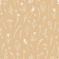 Spring flowers vector seamless pattern.