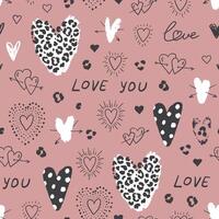 Valentine's day hearts vector seamless pattern.