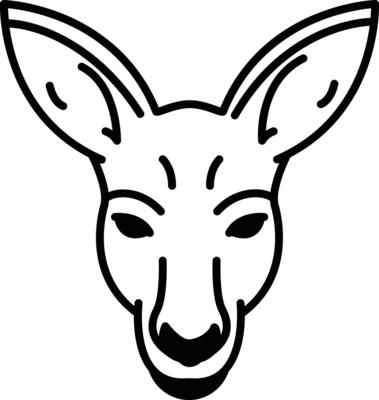 Kangaroo face glyph and line vector illustration