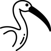 Ibis bird glyph and line vector illustration