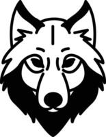 Wolf face glyph and line vector illustration