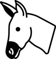 Donkey face glyph and line vector illustration