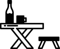 Table glyph and line vector illustration