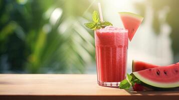 AI generated Refreshing Watermelon Smoothie photo