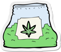 sticker of a cartoon bag of weed png