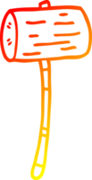 warm gradient line drawing of a cartoon wood mallet png