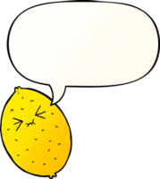 cartoon bitter lemon with speech bubble in smooth gradient style png