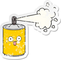 distressed sticker of a cartoon aerosol spray can png